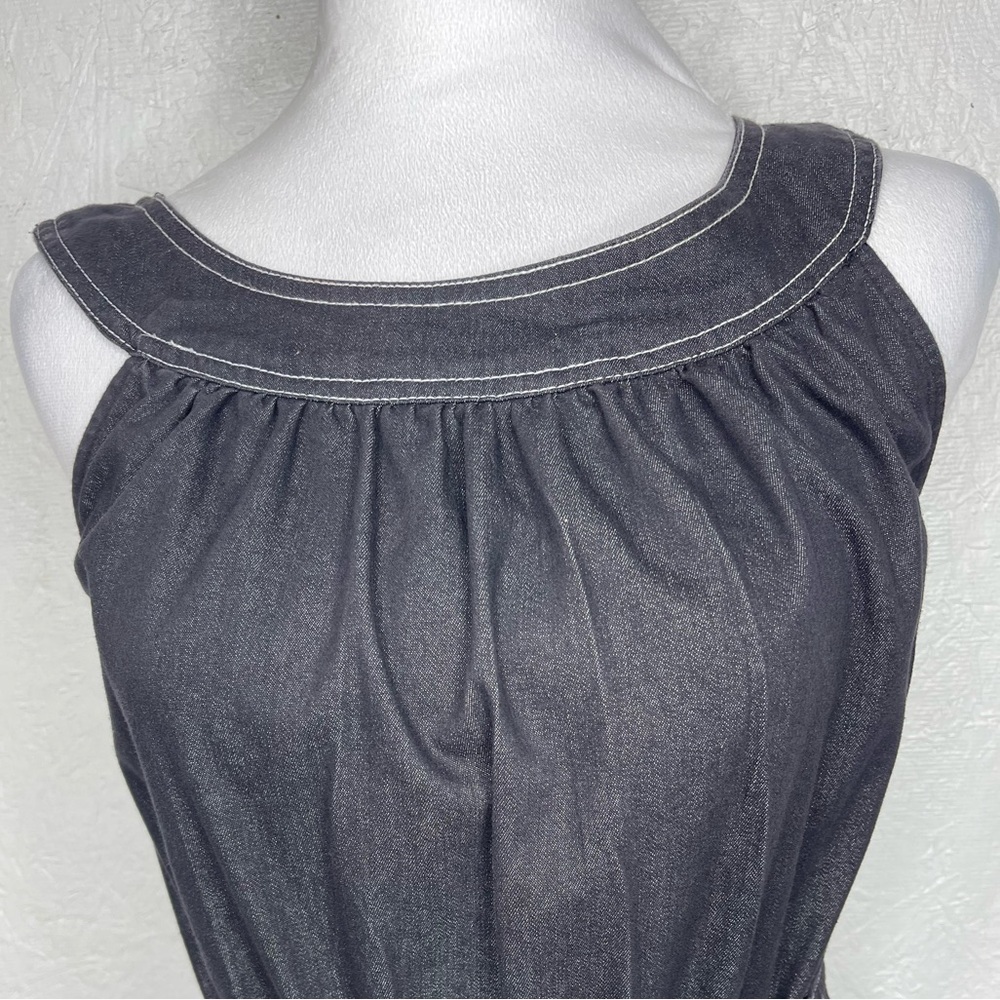 Emma & Michele Dark Denim Belted Midi Sleeveless Dress Casual Summer Size 8 - Picture 5 of 15